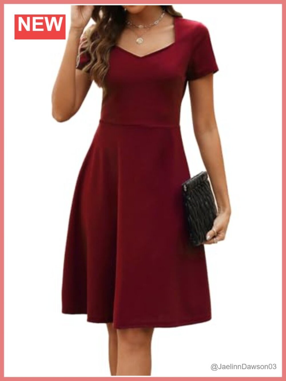 Women's Wear to Work A-Line Knee Length Dress Sweetheart Neck Short Sleeve